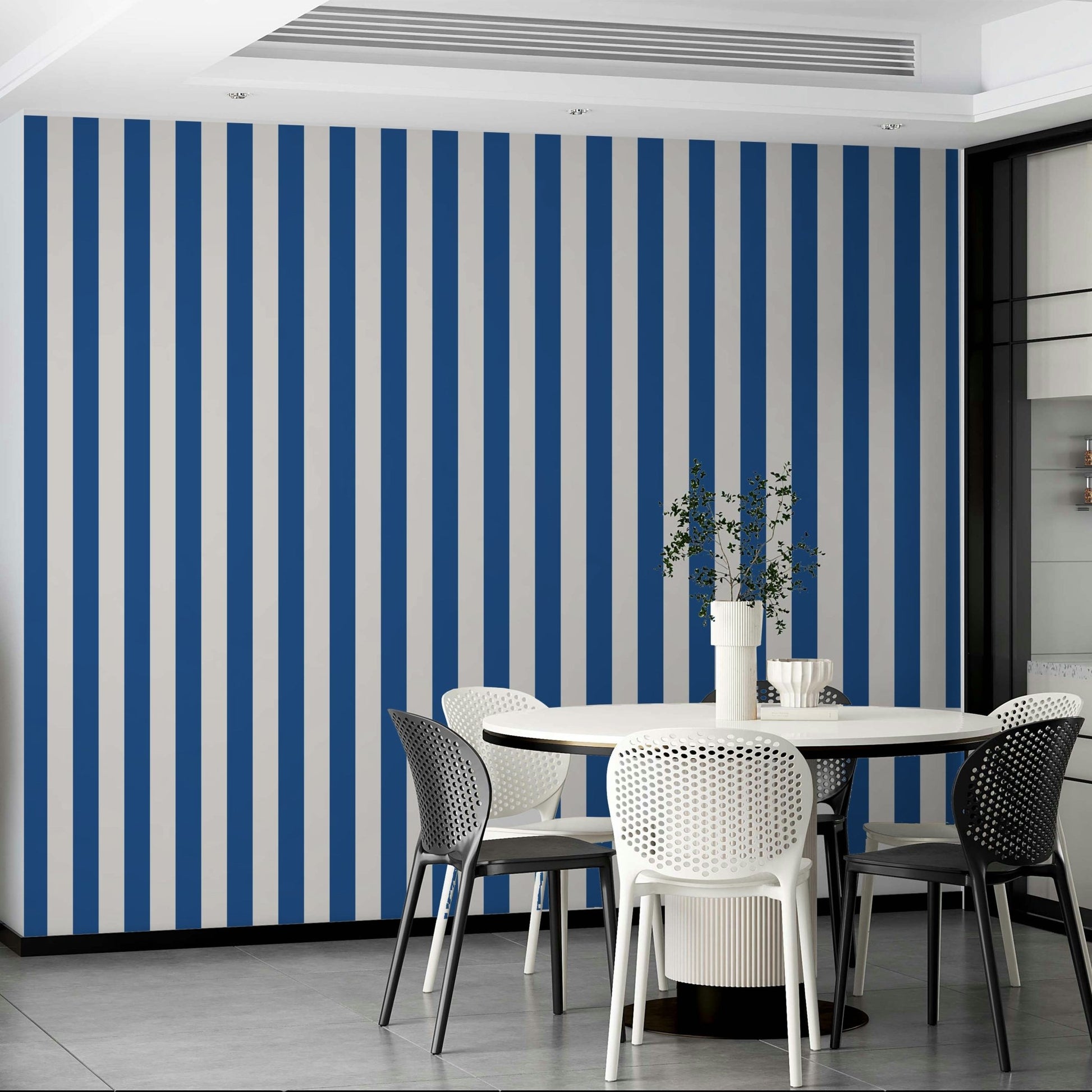 Coastal modern stripes wallpaper in soft beige blue

