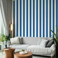 Stylish beige and blue striped wall mural pattern

