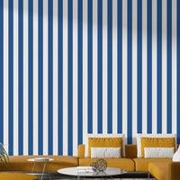 Modern maritime stripes wallpaper in beige and blue

