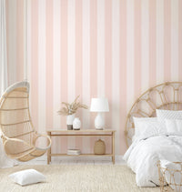 Scandinavian-style stripes in pink and beige tones.

