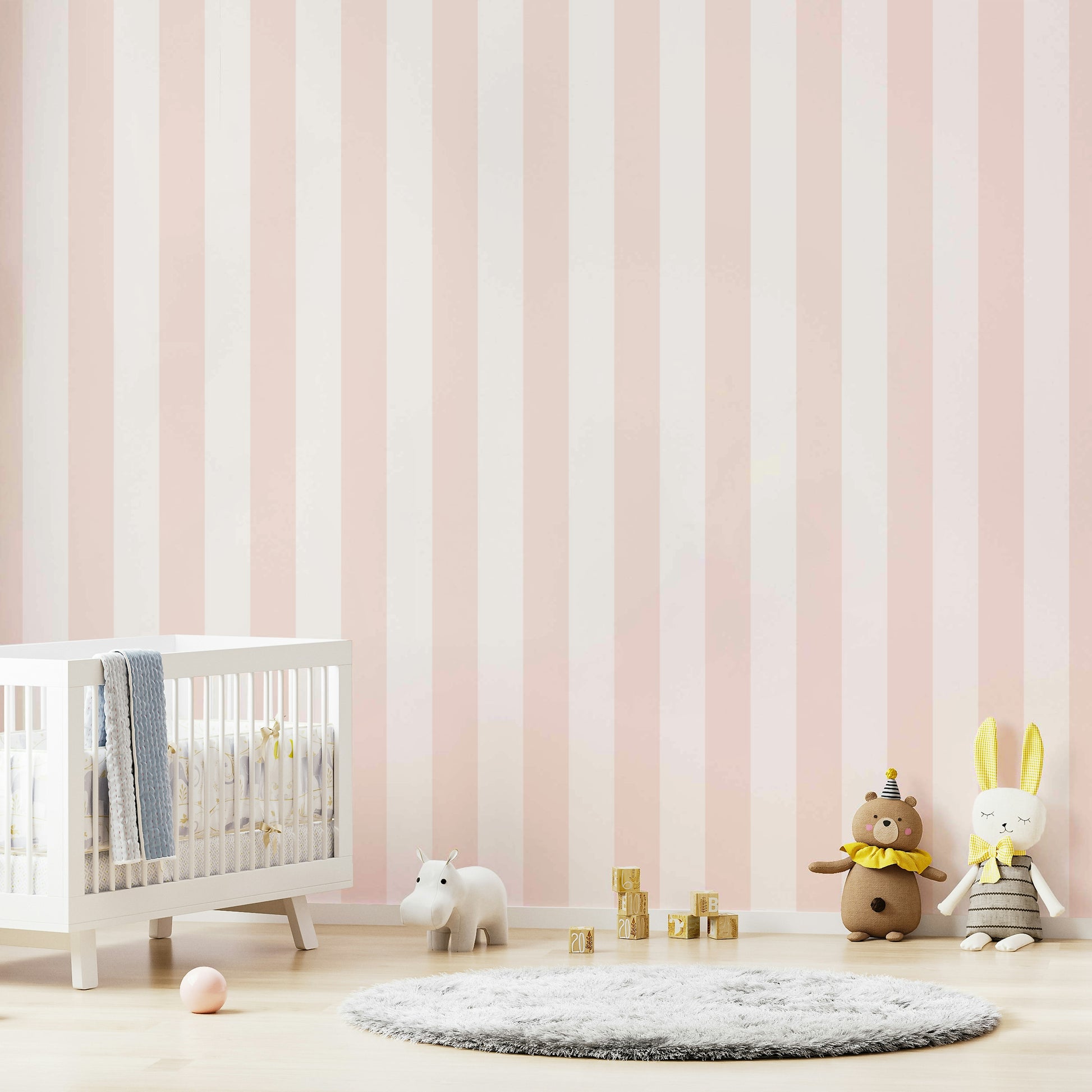 Contemporary striped wallpaper in pink-beige palette.


