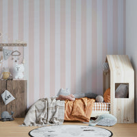 Soft modern stripe wallpaper in pink and neutral tones.


