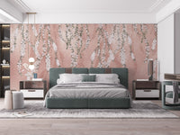 Delicate flower branch wallpaper in pink