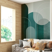 Teal arches wall mural for a chic, modern aesthetic

