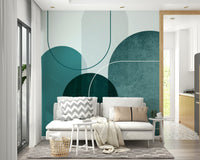 Statement teal arches mural for modern home decor.

