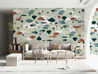 A beautiful modern terrazzo wallpaper mural with subtle pattern.