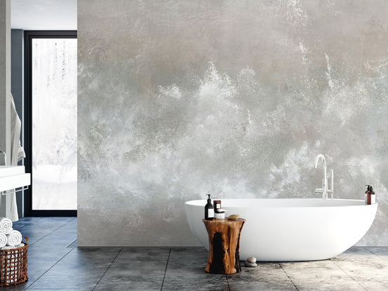 Modern textured concrete bathroom wallpaper B654
