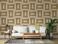 Modern Textured Geometries Camel Wallpaper for an urban guest room.