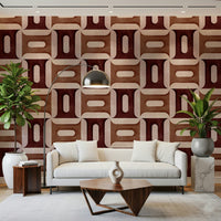 Matt finish clay tone wallpaper mural for a stylish flat hallway.
