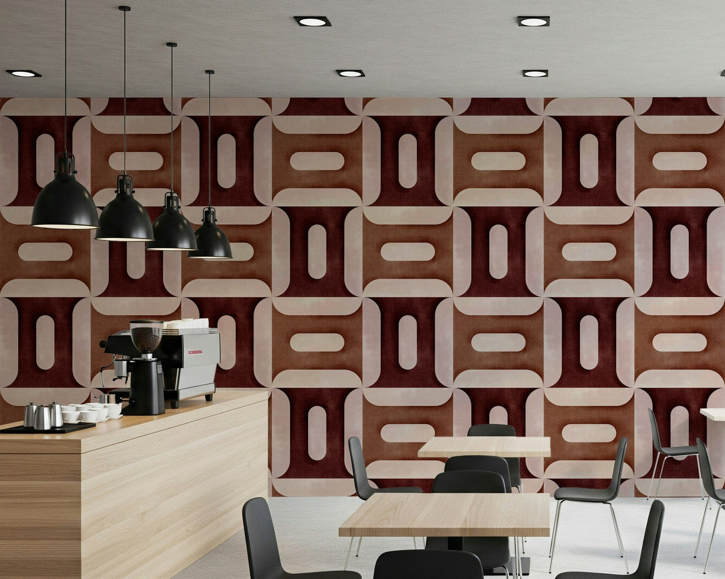 Modern Textured Geometries Clay Wallpaper mural with block effect shapes.