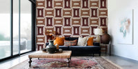 Modern Textured Geometries Clay Wallpaper mural in a contemporary lounge.