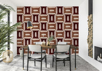 Terracotta and clay shades wallpaper mural for a dining area accent wall.