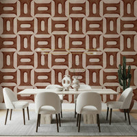 Geometric copper wallpaper mural with metallic tones for a bedroom., GD7894