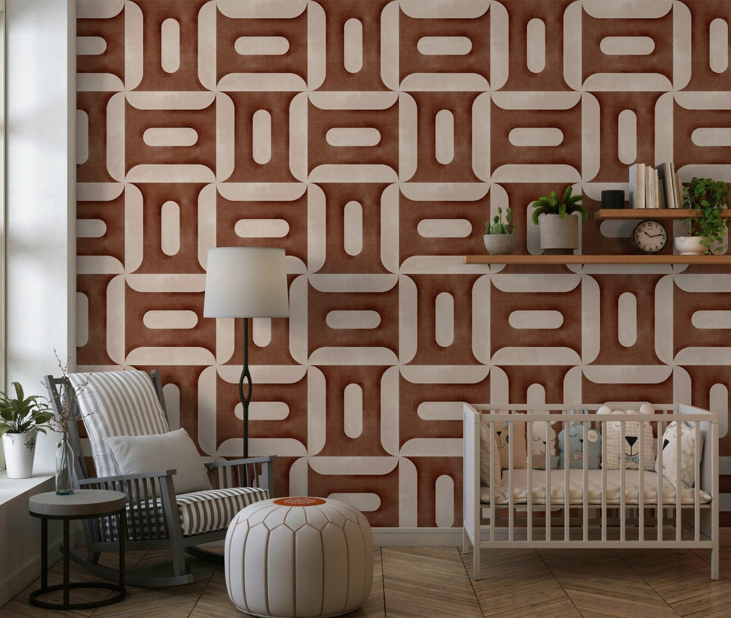Warm bronze copper wallpaper mural for a dining room décor project., GD7894
