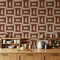 Rustic copper geometric wallpaper mural for a hallway accent wall., GD7894