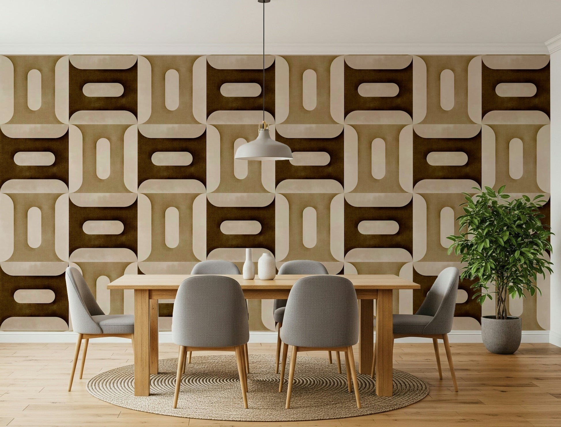Modern Textured Geometries Earthy Wallpaper mural for a balanced interior.