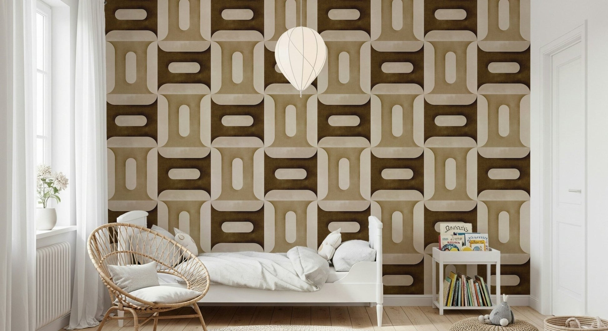 Modern Textured Geometries Geometries Earthy Wallpaper mural with sand colour.