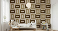 Modern Textured Geometries Geometries Earthy Wallpaper mural with sand colour.