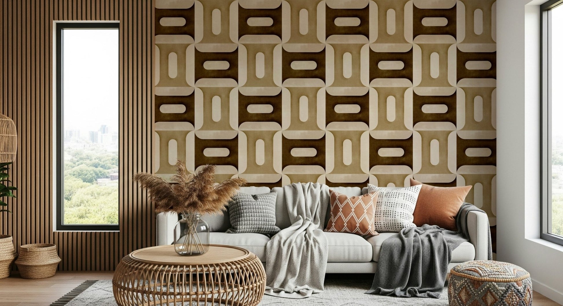 Abstract block pattern wallpaper mural for a professional office wall.