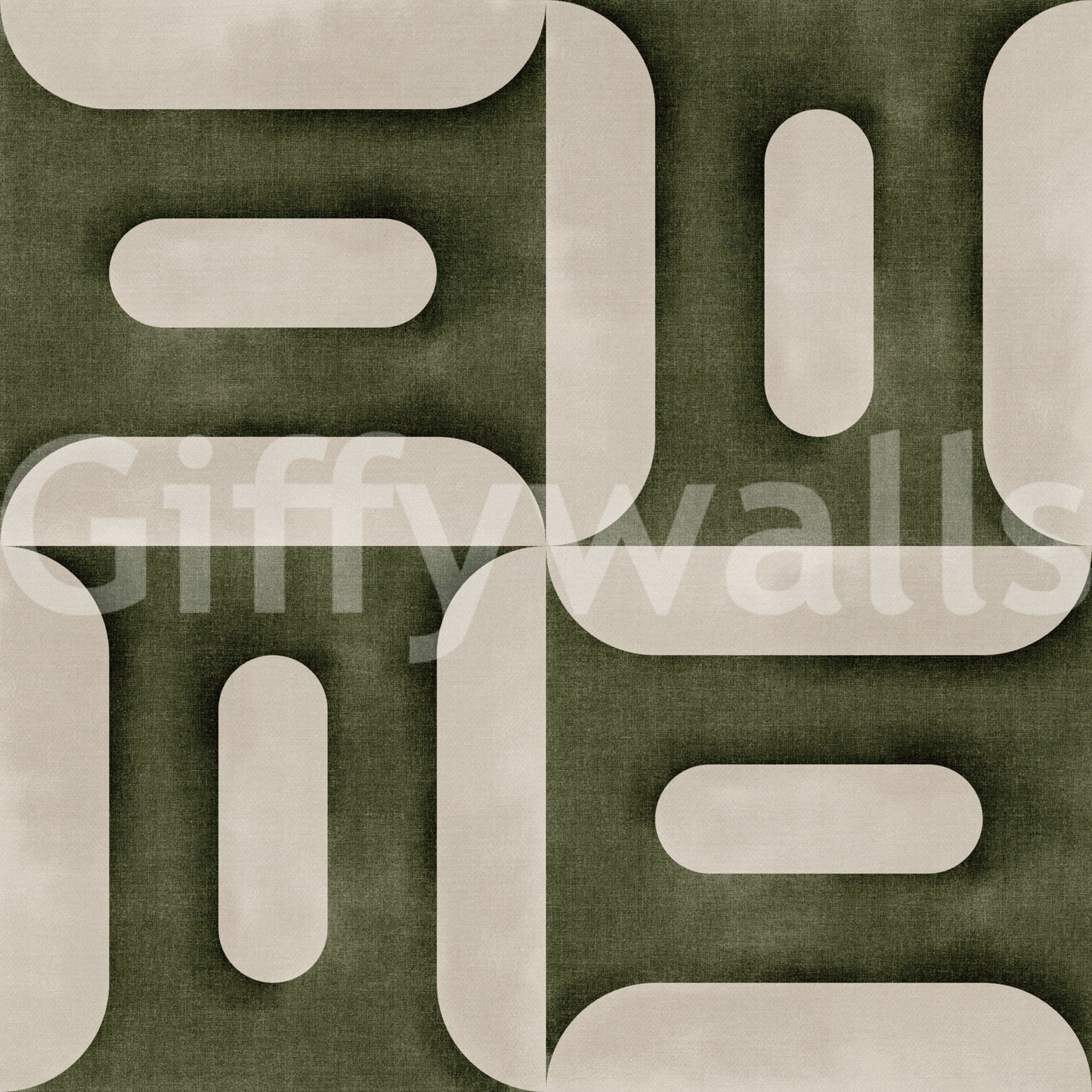 Modern Textured Geometries Olive Wallpaper mural featuring clean linear shapes.