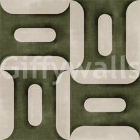 Modern Textured Geometries Olive Wallpaper mural featuring clean linear shapes.