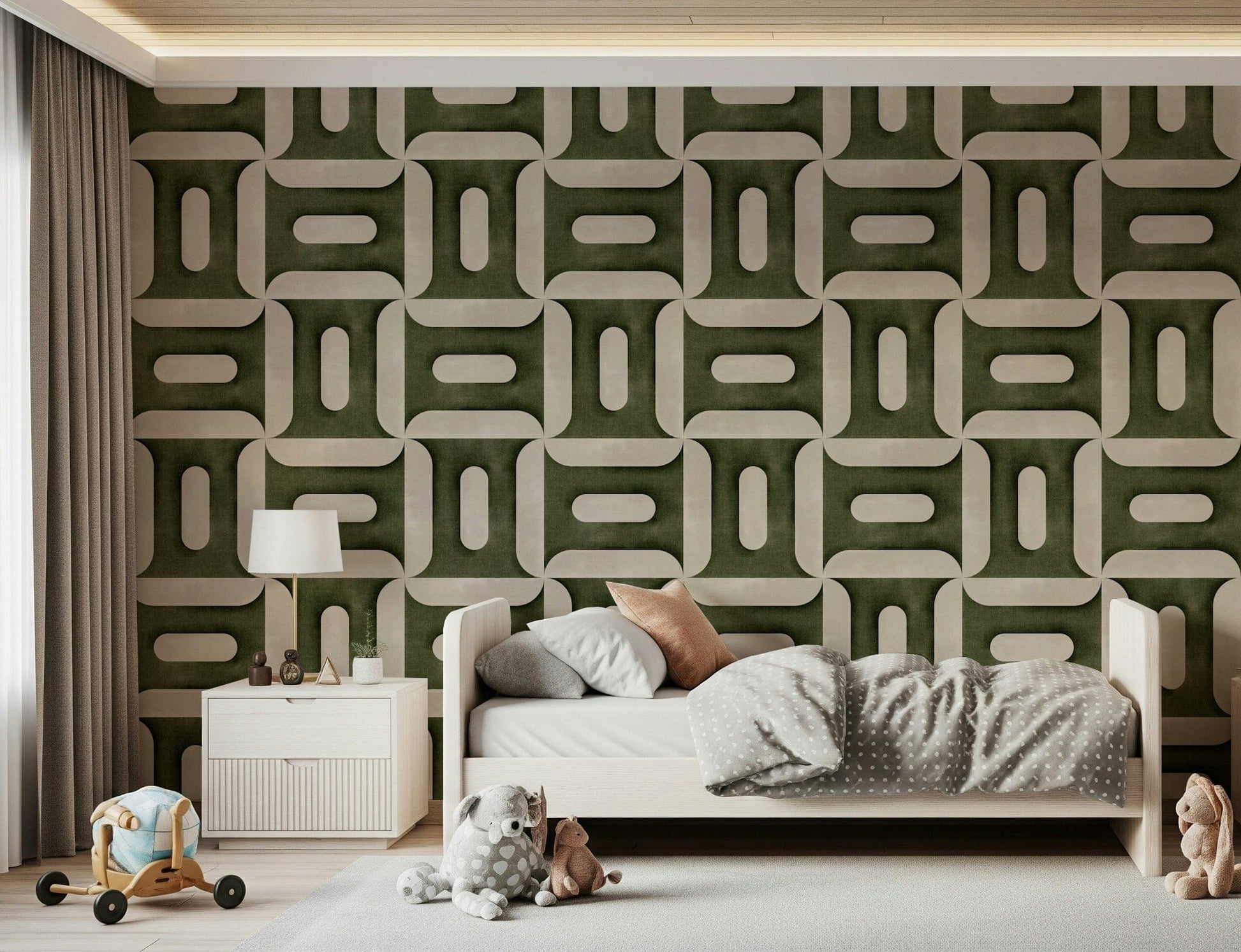 Sophisticated pattern wallpaper mural for a guest room wall décor update.