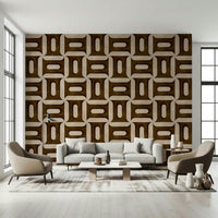 Geometric patterns wallpaper mural for home décor in a guest room space., GD7895