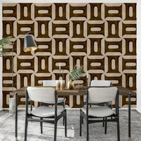 Modern Textured Geometries Umber Wallpaper mural with burnt orange accents., GD7895