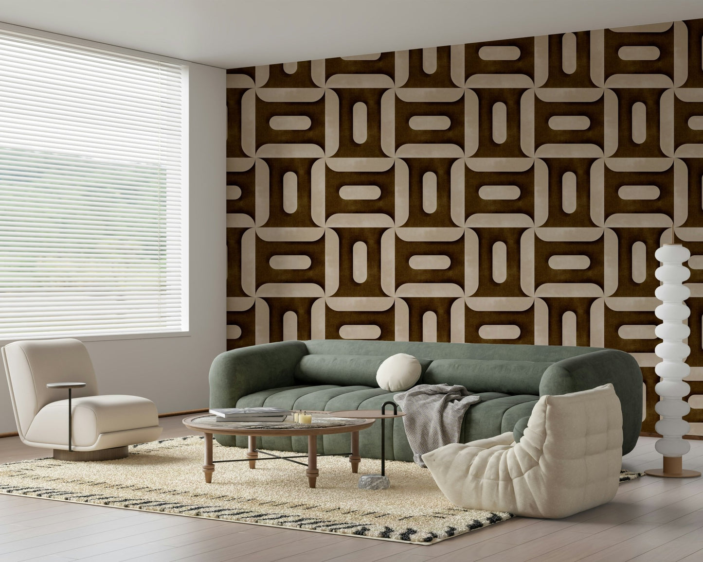 Earthy abstract shapes wallpaper mural for a professional office wall., GD7895
