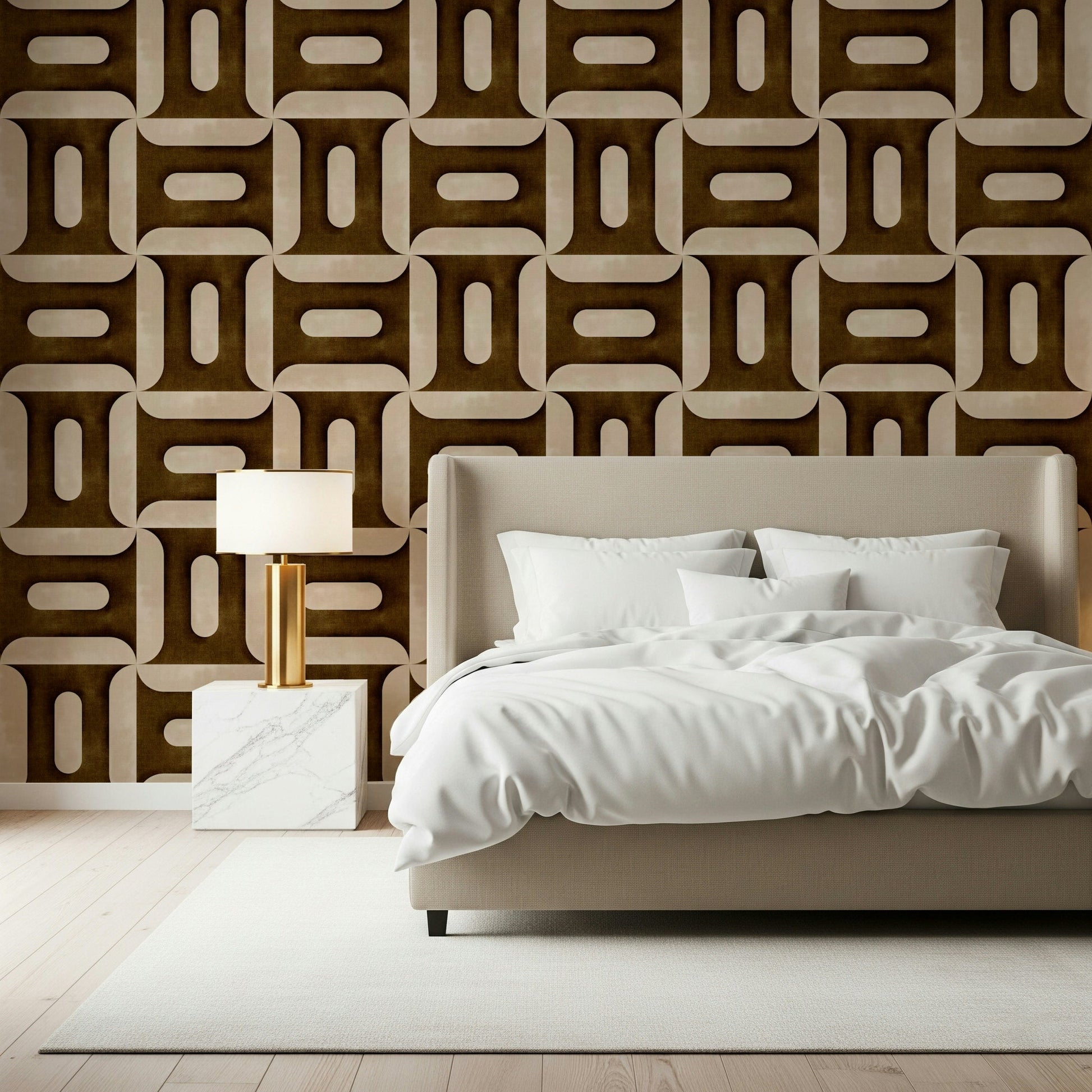 Modern Textured Geometries Umber Wallpaper mural for a balanced interior., GD7895