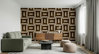 Minimalist umber geometry wallpaper mural for a contemporary dining room., GD7895