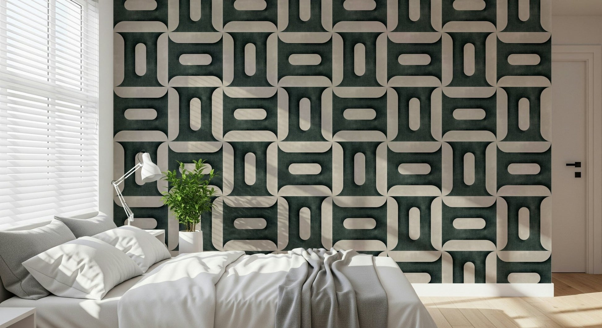 Textured blue wallpaper for a professional workspace.