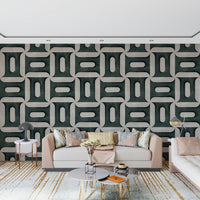 Modern geometric wallpaper for a study room feature wall.