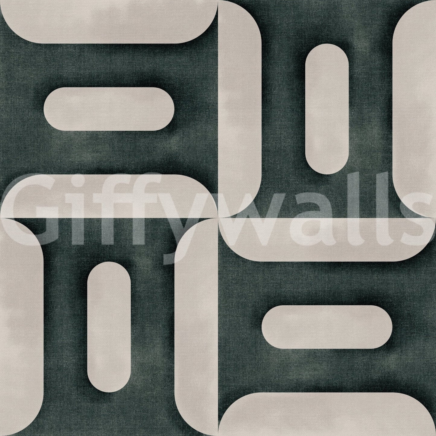 Blue geometric wallpaper for an apartment accent wall.