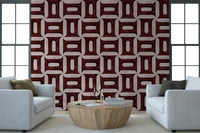 Modern Textured Geometries Wine Wallpaper mural with a matte finish texture., GD7896