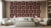 Modern Textured Geometries Wine Wallpaper mural on a hallway accent wall area., GD7896
