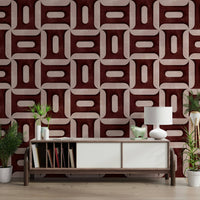 Modern Textured Geometries Wine Wallpaper mural in a professional office space., GD7896