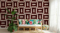Burgundy geometric wallpaper mural with a minimalist textured pattern for a flat., GD7896