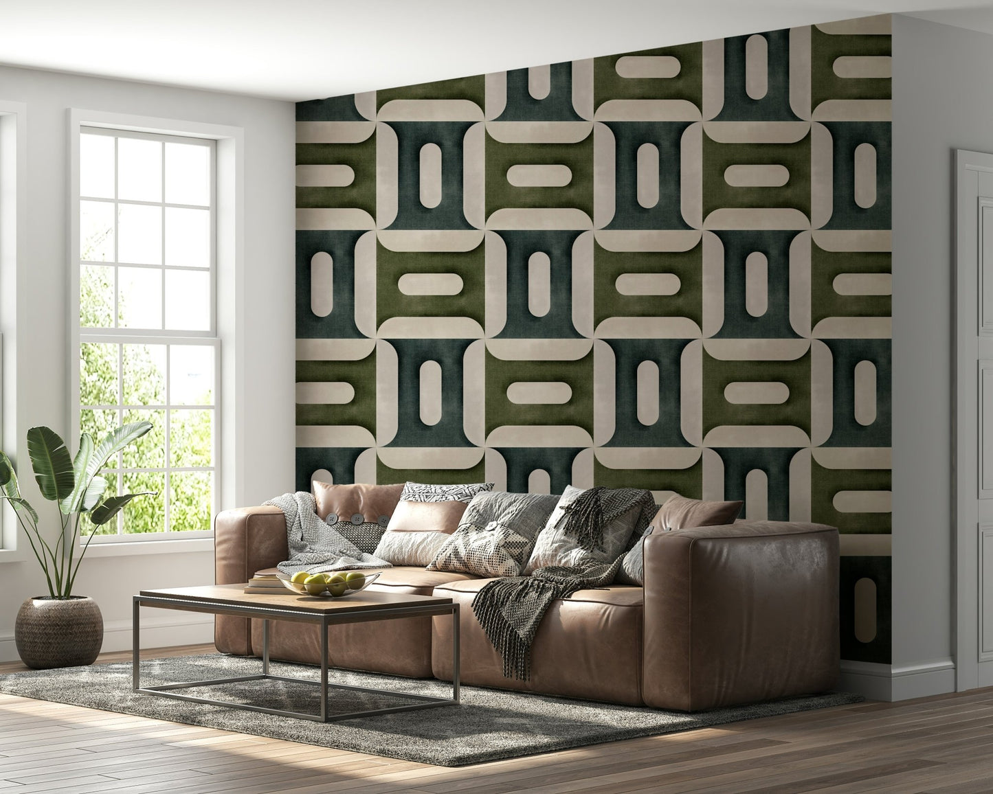 Modern Textured Geometries Winter Wallpaper mural with a matt finish texture.
