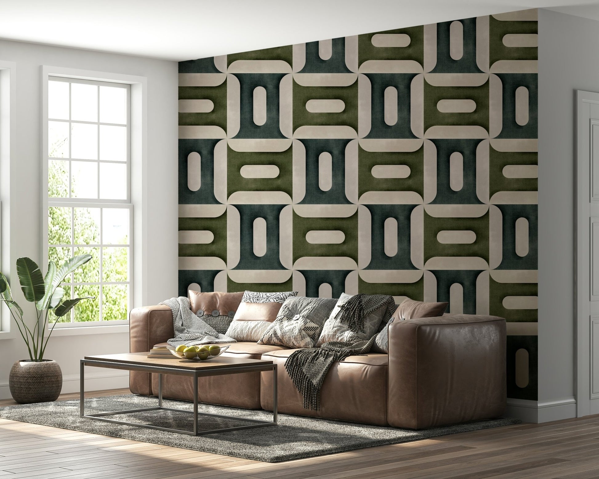 Modern Textured Geometries Winter Wallpaper mural with a matt finish texture.