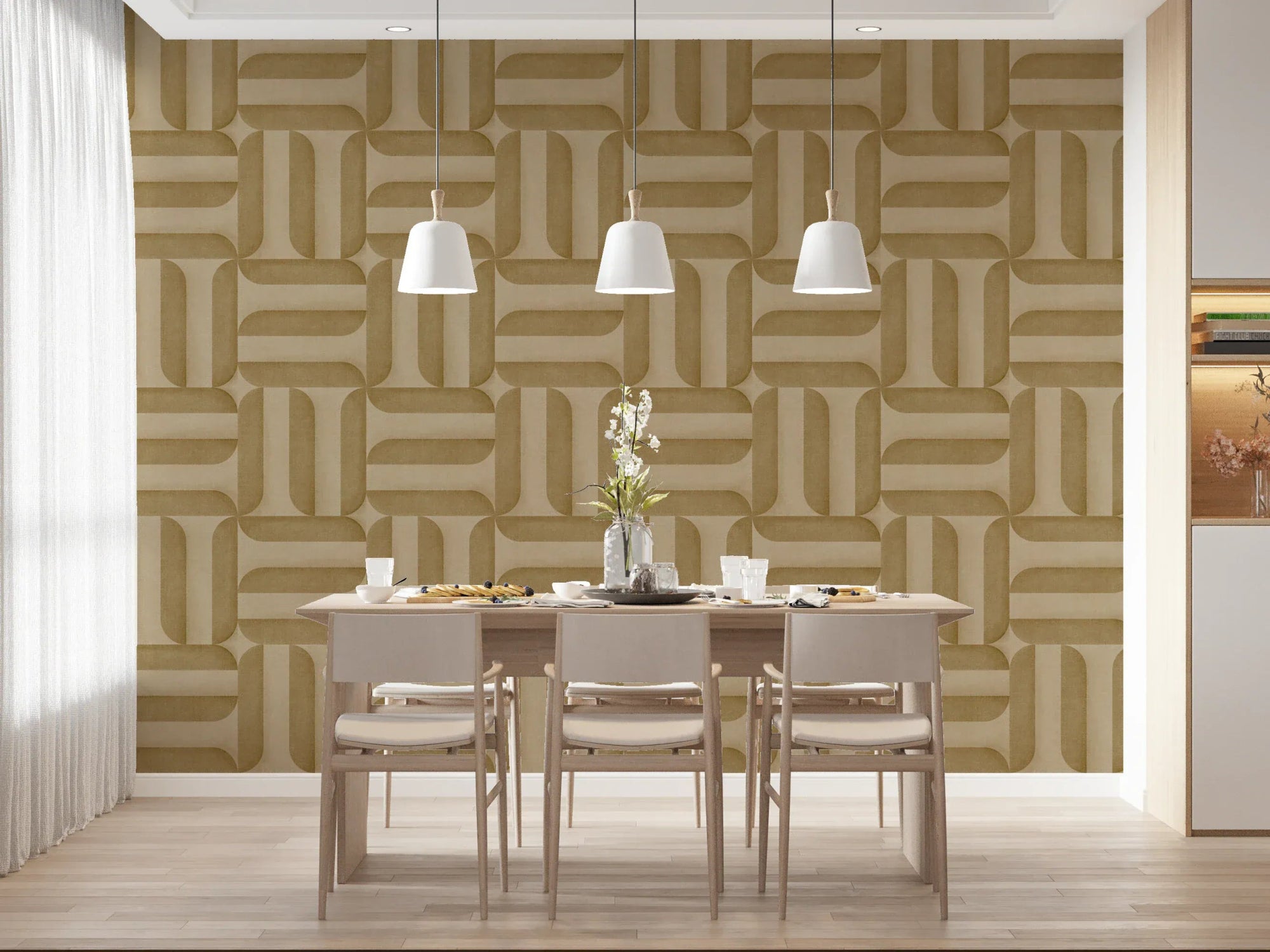 Modern Textured Signs Camel Wallpaper in a minimalist living room setting, GD8027