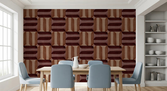 Modern Textured Signs Clay Wallpaper in a bright living room