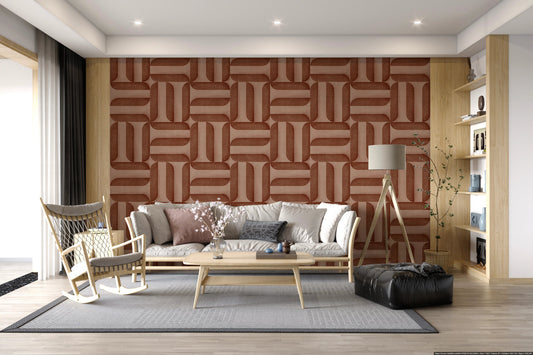 Modern Textured Signs Copper Wallpaper in a bright living room
