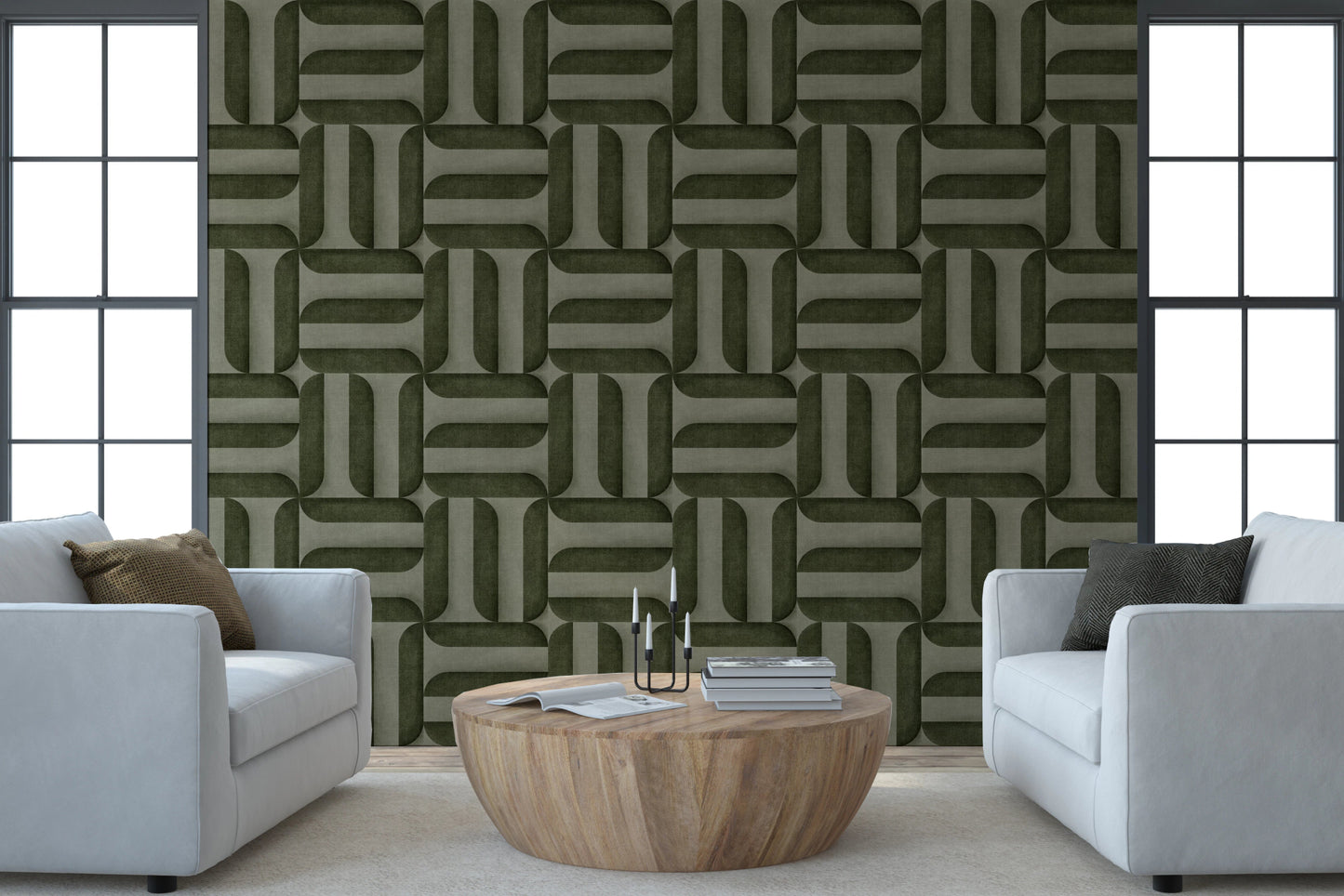 Modern Textured Signs Olive Wallpaper⁠