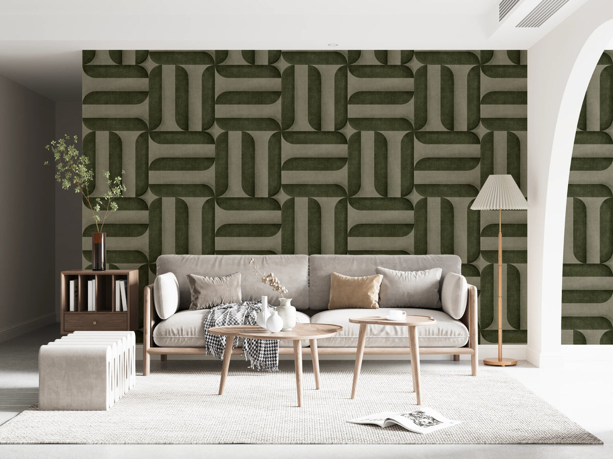 Living room wall featuring Modern Textured Signs Olive for a unique aesthetic., GD8085