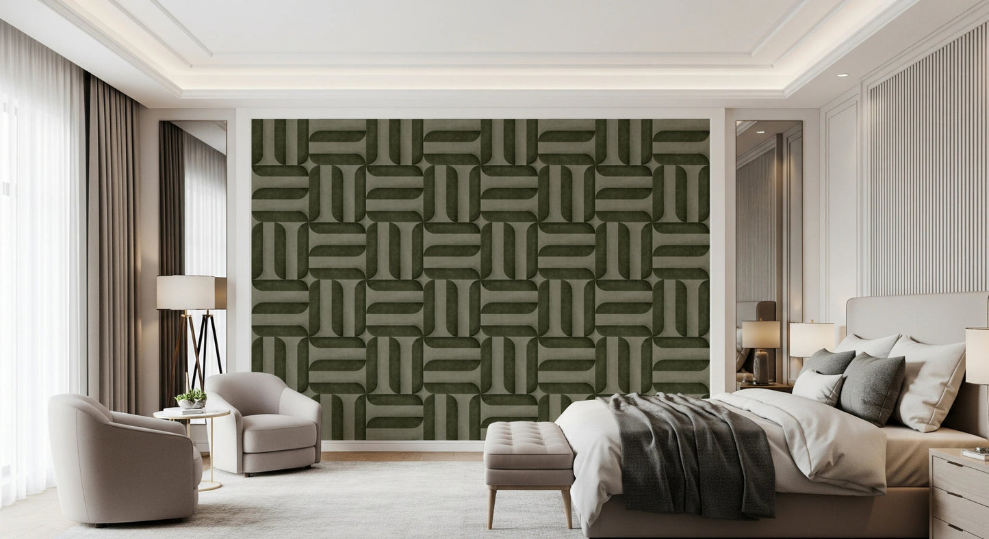 Modern Textured Signs Olive Wallpaper⁠