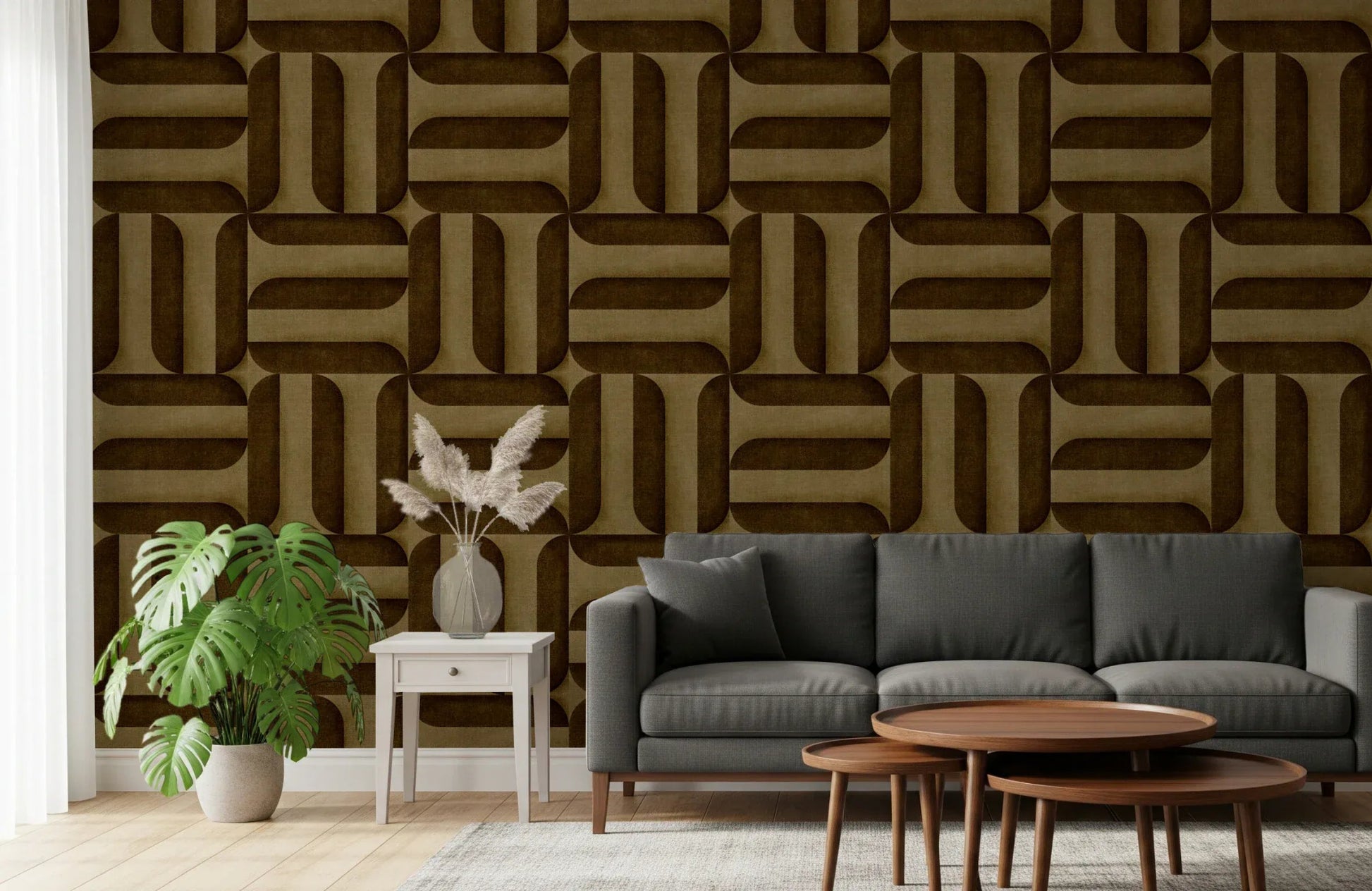 Modern Textured Signs Umber Wallpaper⁠