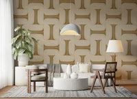 Modern Textured Tiles Camel Wallpaper⁠