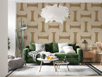 Modern Textured Tiles Camel Wallpaper⁠