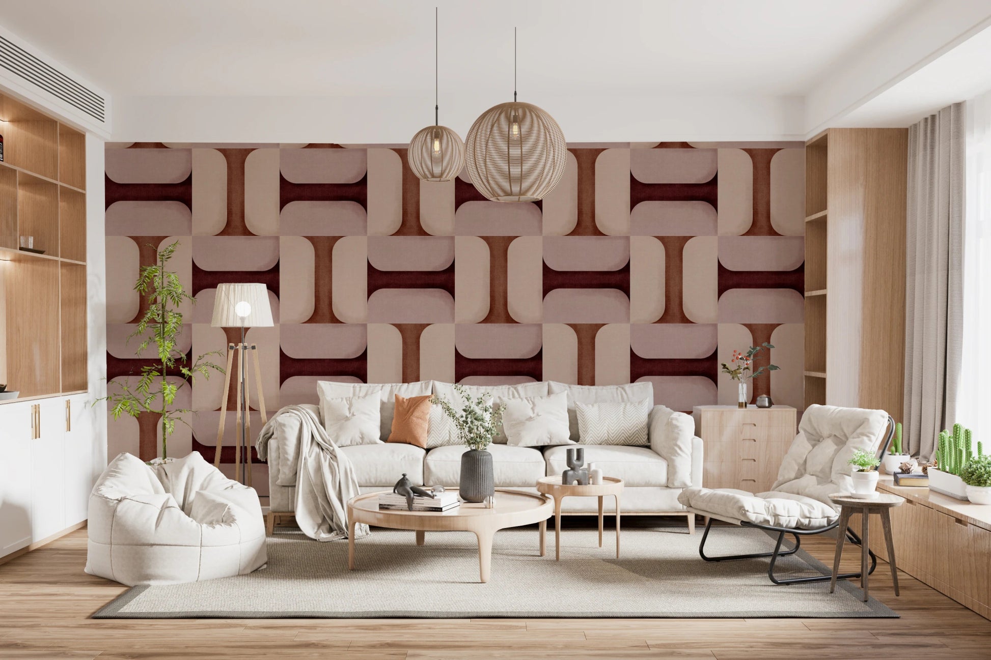 Modern Textured Tiles Clay Wallpaper⁠